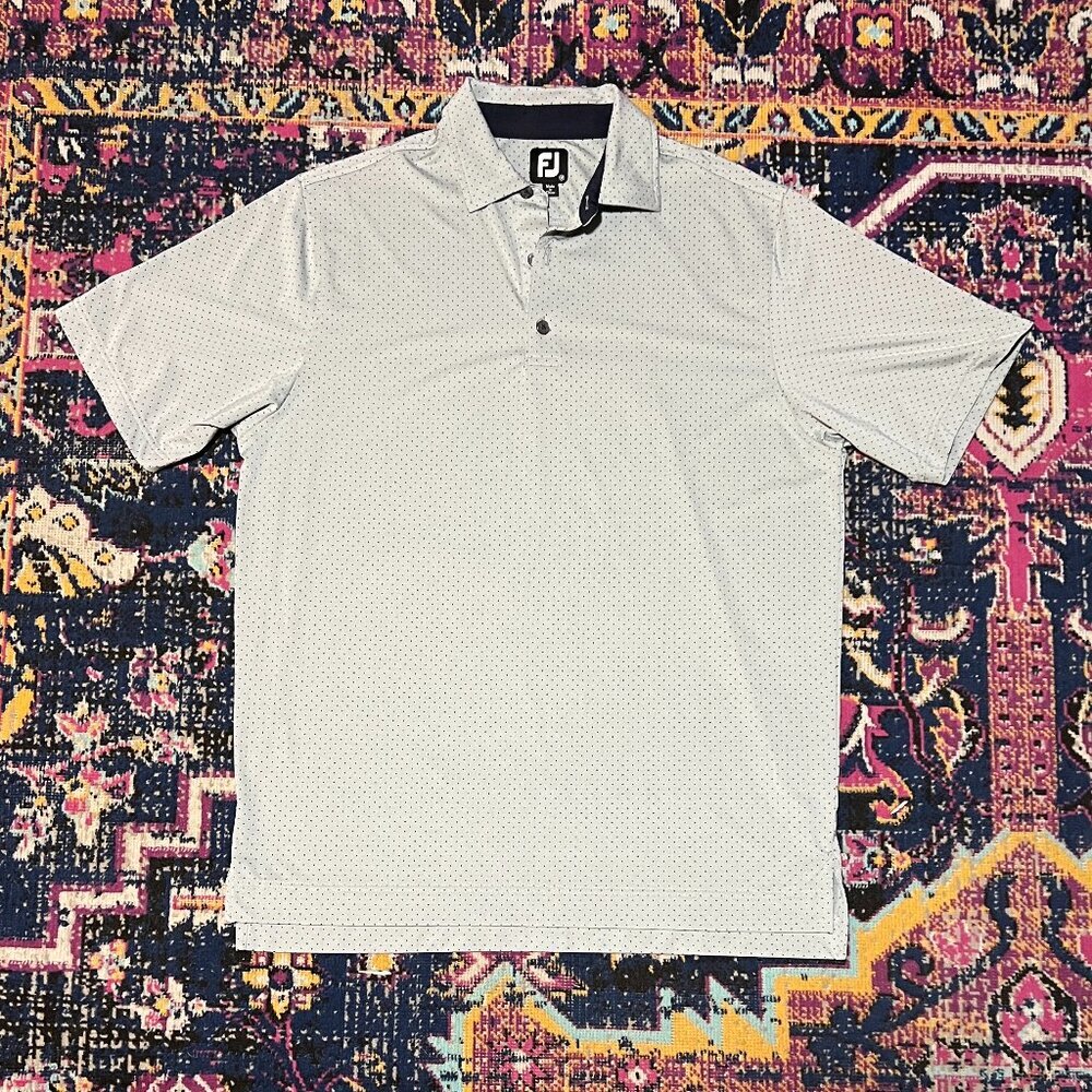 Footjoy FJ Polo Shirt Men's Medium Gray Short Sleeve Golf Performance Outdoor